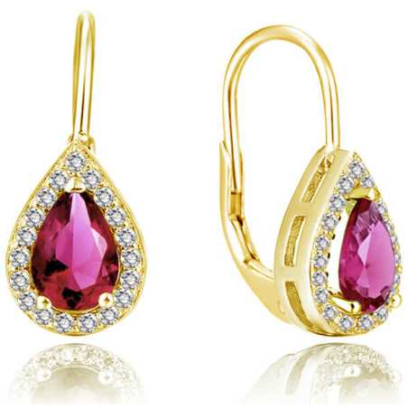 Pozlacené náušnice s růžovými zirkony AGUC2230-GOLD Beneto