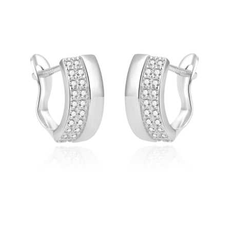 Nadčasové stříbrné náušnice se zirkony AGUC1448 Beneto