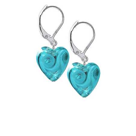 Něžné náušnice Forest Heart s ryzím stříbrem v perlách Lampglas ELH10 Lampglas