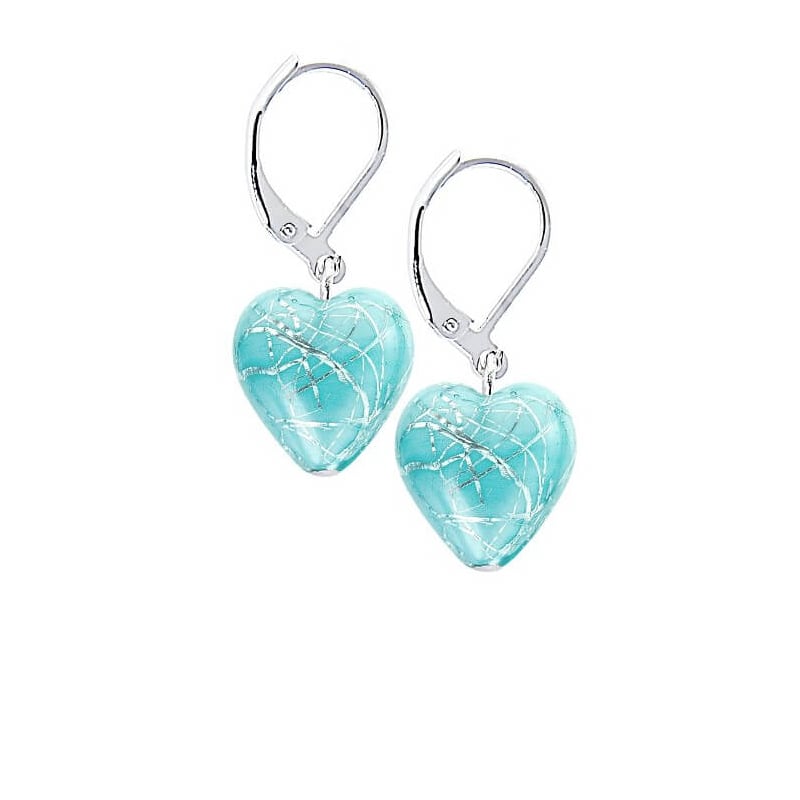 Tyrkysové náušnice Turquoise Caress s ryzím stříbrem v perlách Lampglas ELH12 Lampglas