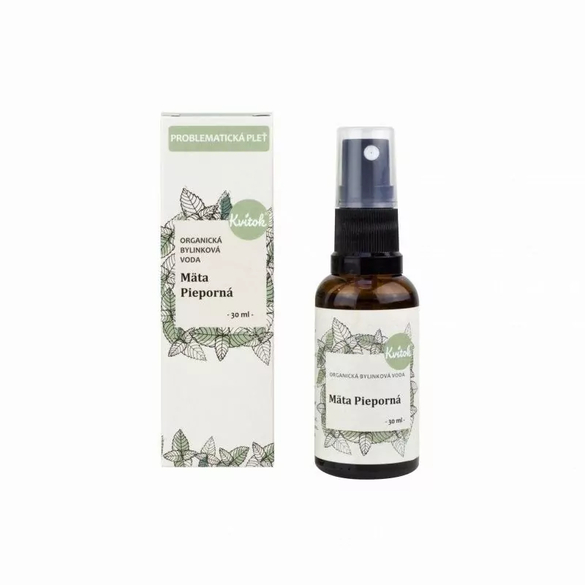 Bylinková voda máta peprná s rozprašovačem BIO Kvitok - 30 ml Bylinková voda máta peprná s rozprašovačem BIO Kvitok - 30 ml