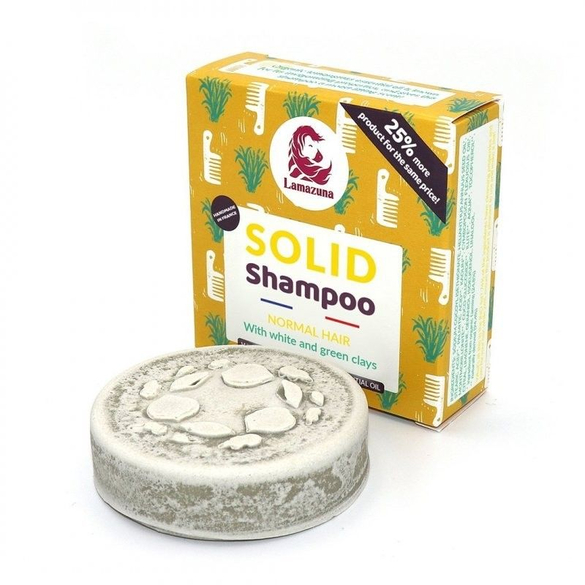 Tuhý šampon pro normální vlasy s bílým a zeleným jílem Lamazuna - 70 g