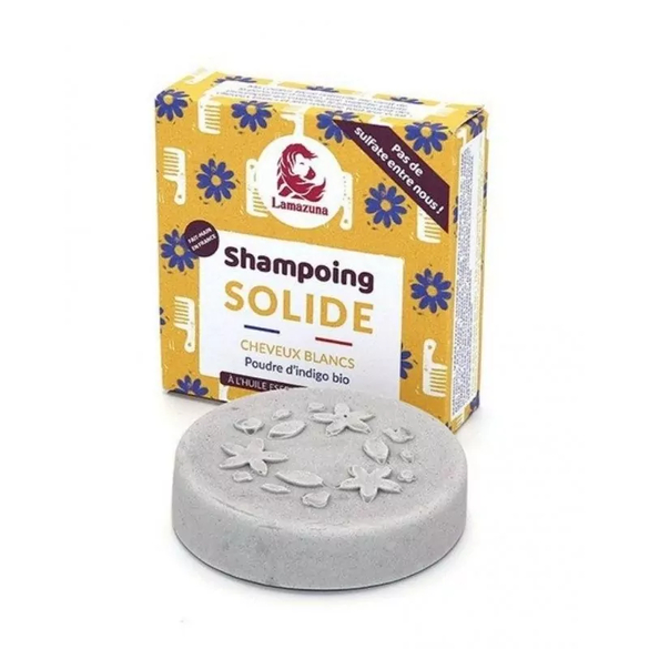 Tuhý šampon pro šedivé vlasy "Indigo" Lamazuna - 70 g Tuhý šampon pro šedivé vlasy "Indigo" Lamazuna - 70 g