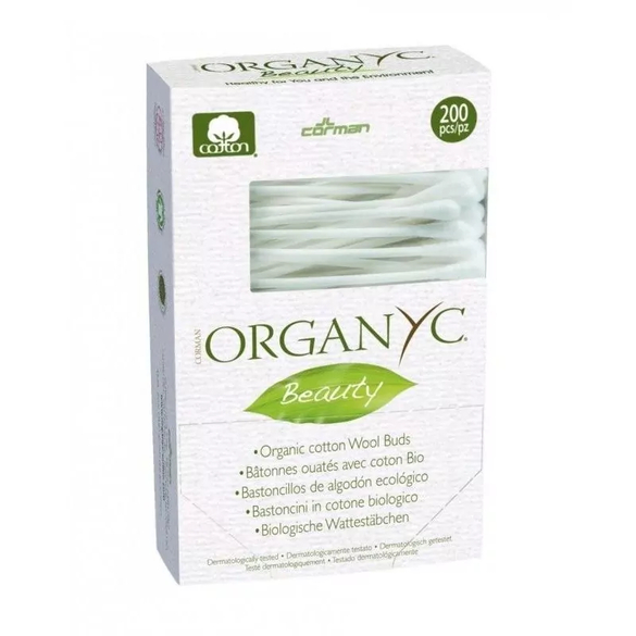 Vatové tyčinky do uší z biobavlny a recyklovaného kartonu Organyc - 200 ks Vatové tyčinky do uší z biobavlny a recyklovaného kartonu Organyc - 200 ks