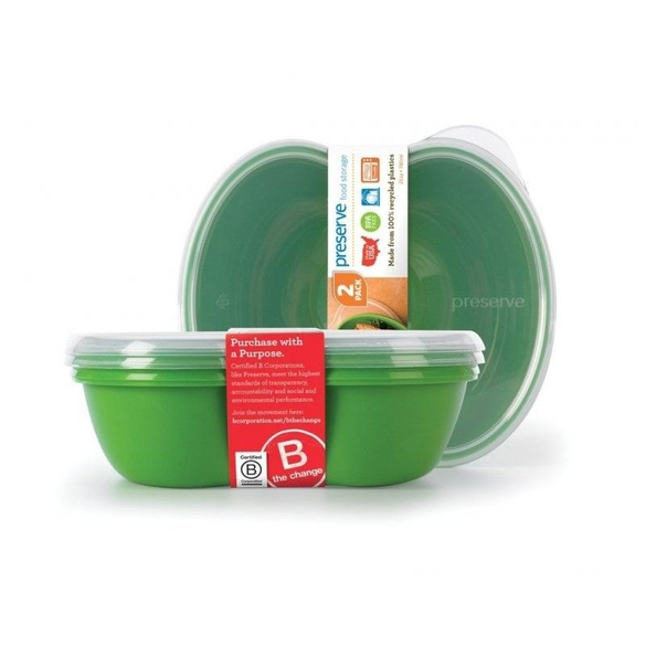 Svačinový box zelené barvy z recyklovaného plastu Preserve - 2 ks