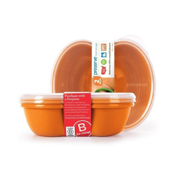 Svačinový box oranžové barvy z recyklovaného plastu Preserve - 2 ks