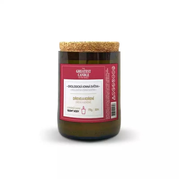 Svíčka v lahvi od vína dřevo a koření The Greatest Candle - 170 g