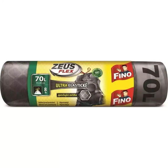 Pytle na odpadky zatahovací Zeus FLEX 35 μm 70 litrů Fino - 8 ks Pytle na odpadky zatahovací Zeus FLEX 35 μm 70 litrů Fino - 8 ks