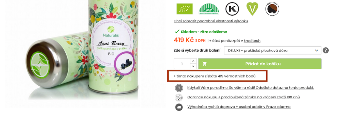 Věrnostní program - ukázka bodů