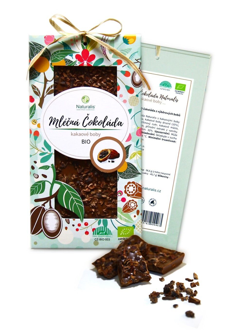Čokoláda Naturalis s kakaovými boby mléčná BIO - 80g