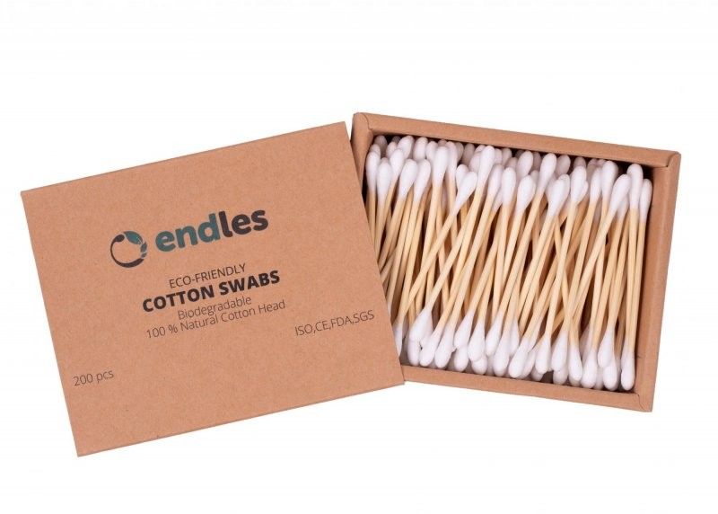 Levně Vatové tyčinky do uší z bambusu Endles by Econea - 200 ks