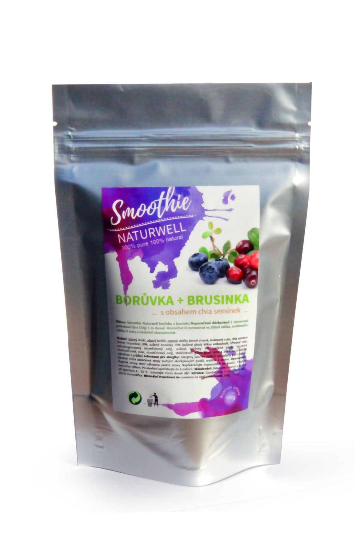 Levně Smoothie Naturwell Borůvka a Brusinka - 100g