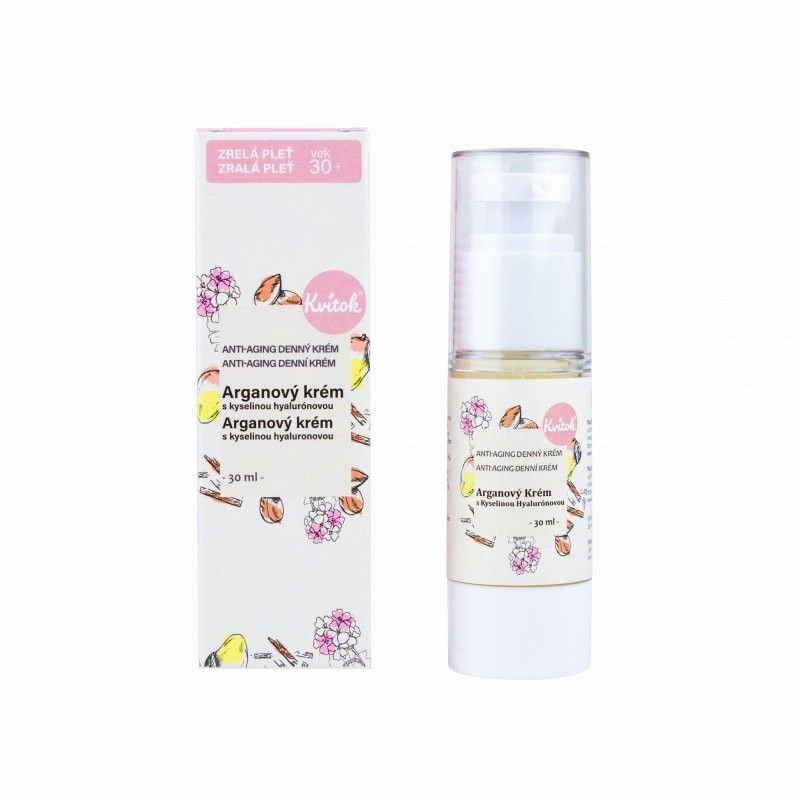Levně Denní arganový krém s kyselinou hyaluronovou Kvitok - 30 ml