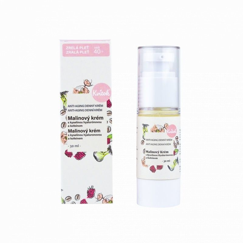 Levně Denní malinový krém s vitaminem E a kofeinem Kvitok - 30 ml
