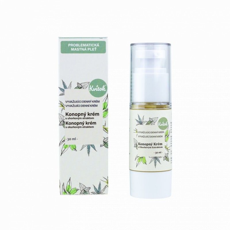 Levně Denní konopný krém pro mastnou pleť Kvitok - 30 ml