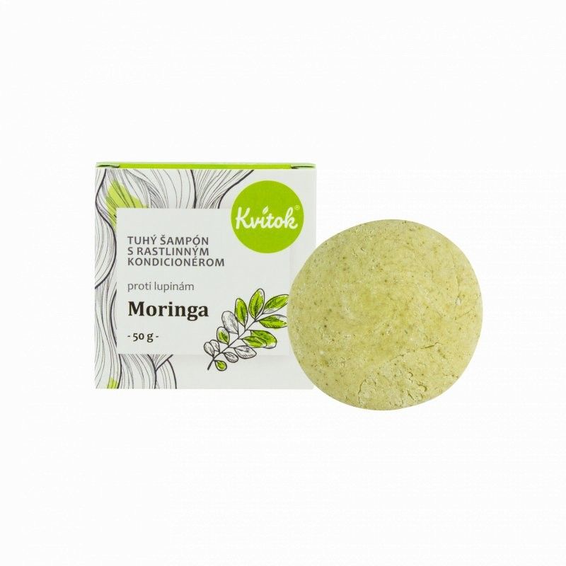 Levně Tuhý šampon s kondicionérem proti lupům s moringou XXL Kvitok - 50 g