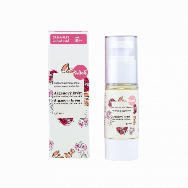 Levně Noční arganový krém zpomalující stárnutí pleti pro zralou pleť Kvitok - 30 ml