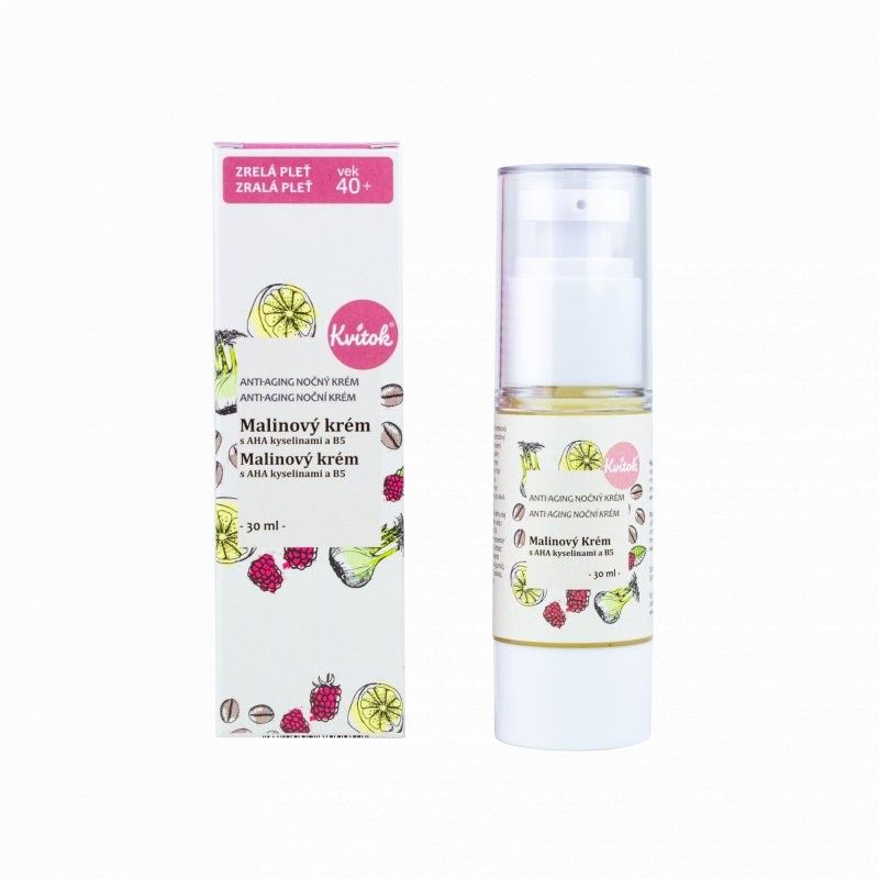 Levně Noční malinový hydratační krém pro zralou pleť 40+ Kvitok - 30 ml
