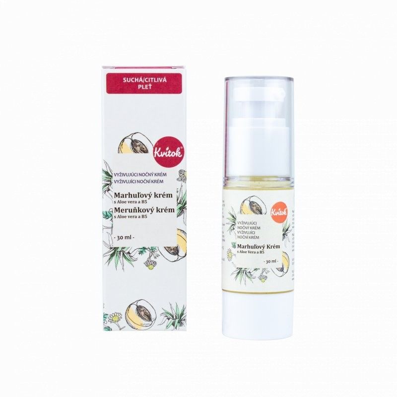 Levně Noční meruňkový krém pro citlivou pleť s provitaminem B5 Kvitok - 30 ml