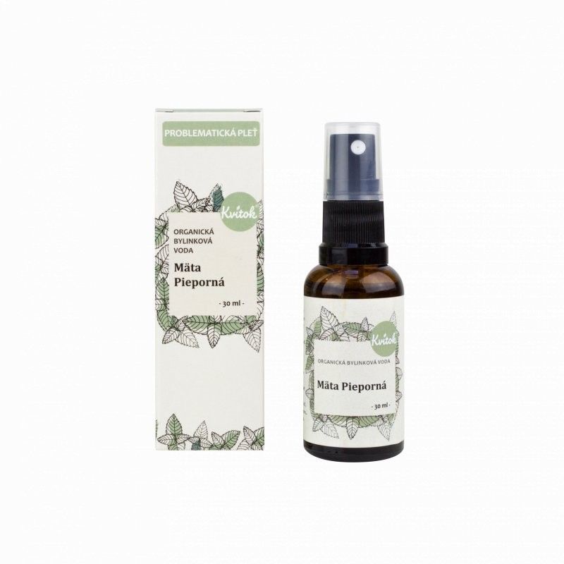 Levně Bylinková voda máta peprná s rozprašovačem BIO Kvitok - 30 ml