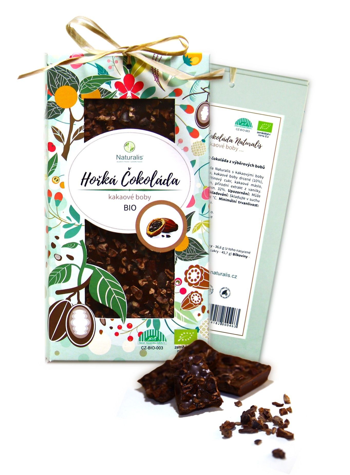 Naturalis BIO Čokoláda Naturalis s kakaovými boby - 80g + prodloužená záruka na vrácení zboží do 100