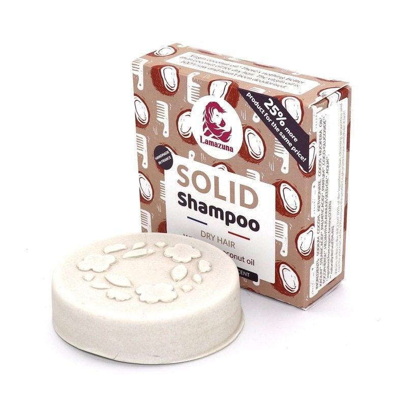 Levně Tuhý šampon pro suché vlasy s panenským kokosovým olejem Lamazuna - 70 g