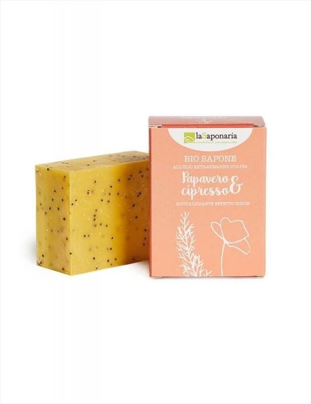 Levně Tuhé olivové mýdlo s mákem a cypřišem BIO laSaponaria - 100 g