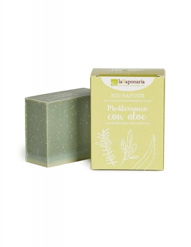Levně Tuhé olivové mýdlo s bylinkami a aloe BIO laSaponaria - 100 g