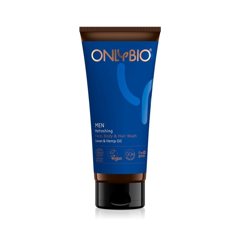 Levně Pánský osvěžující mycí gel na obličej, tělo i vlasy s konopím OnlyBio - 200 ml
