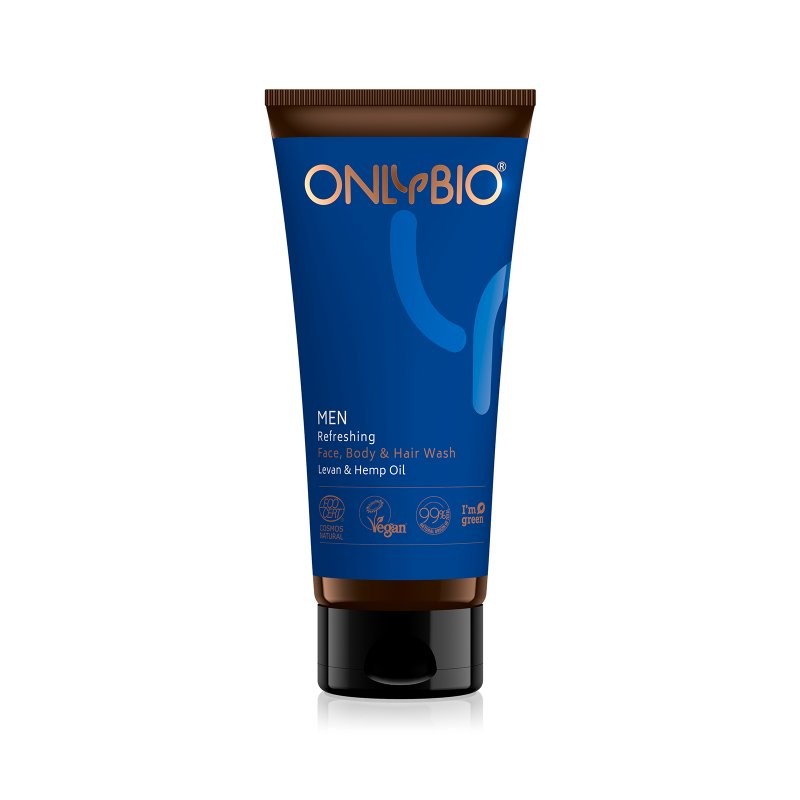 Levně Pánský osvěžující mycí gel na obličej, tělo i vlasy s konopím OnlyBio - 200 ml
