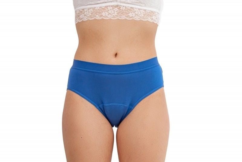 Levně Menstruační kalhotky střední a slabá menstruace velikosti L modré (Bikiny) Pinke Welle