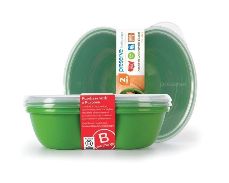 Levně Svačinový box zelené barvy z recyklovaného plastu Preserve - 2 ks