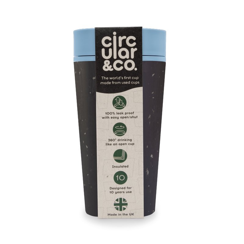 Levně Hrnek z recykl. materiálů černo - tyrkysový Circular Cup - 340 ml