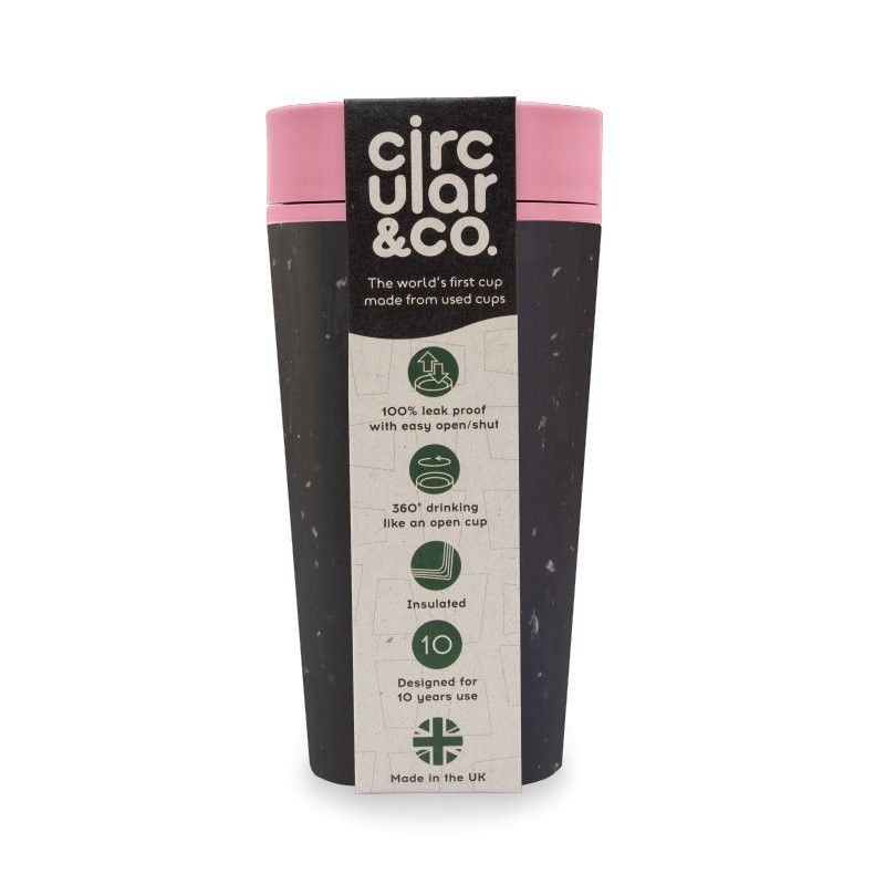Levně Hrnek z recykl. materiálů černo - růžové barvy Circular Cup - 340 ml