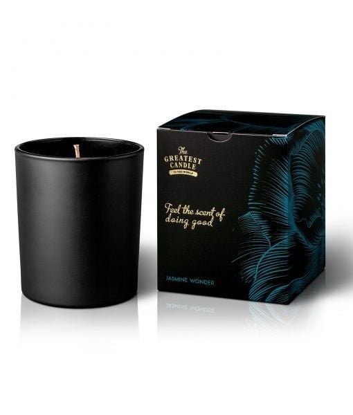Levně Vonná svíčka v černém skle s aroma jasmínu The Greatest Candle - 170 g