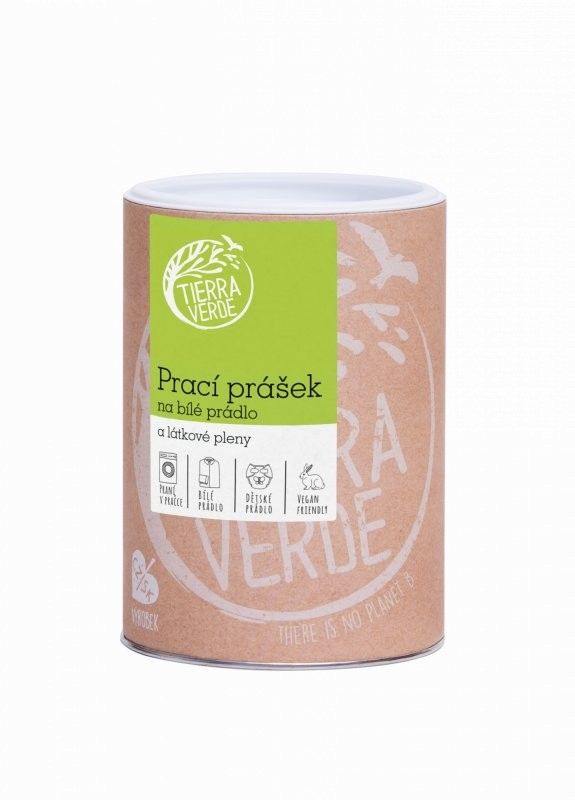 Levně Prací prášek na bílé prádlo a pleny dóza (Inovace) Tierra Verde - 850 g