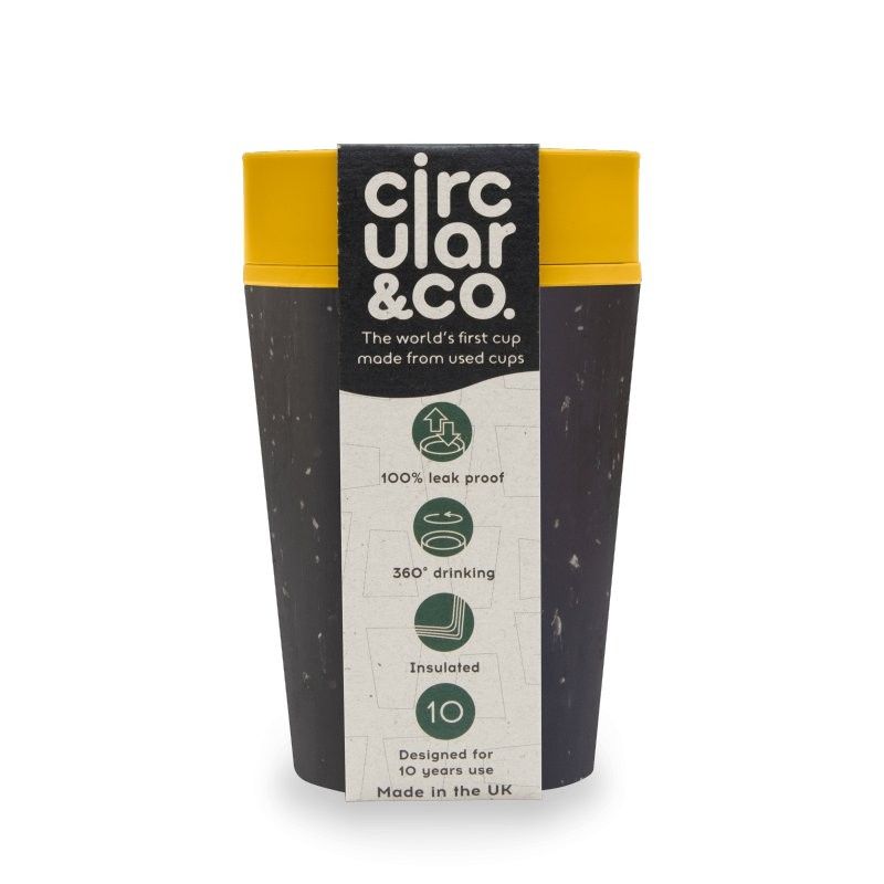 Levně Hrnek z recykl. materiálů černo - hořčicově žluté barvy Circular Cup - 227 ml