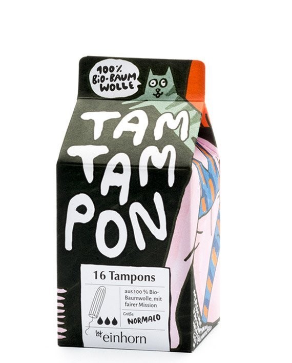 Levně Tampony TamTampon Normalo z hypoalergenní z bio bavlny Einhorn - 16 ks