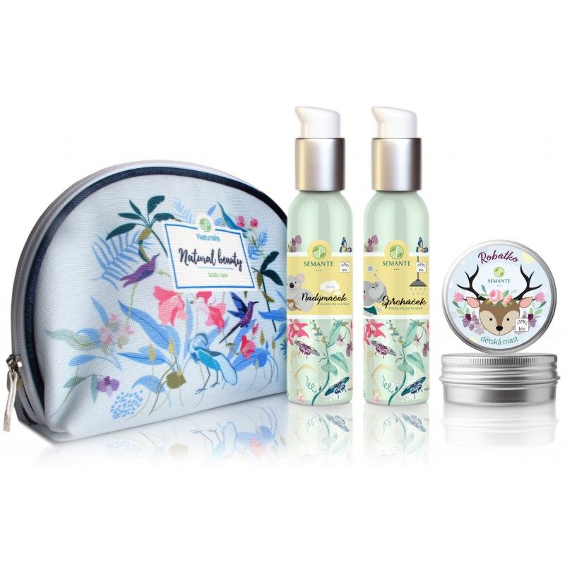 Semante by Naturalis Vítej mezi námi - Sprcháček tělový olej po koupeli pro děti 100 ml + Nadýmáček masážní olej pro děti 100 ml + Robátko tělový krém pro děti 50 ml