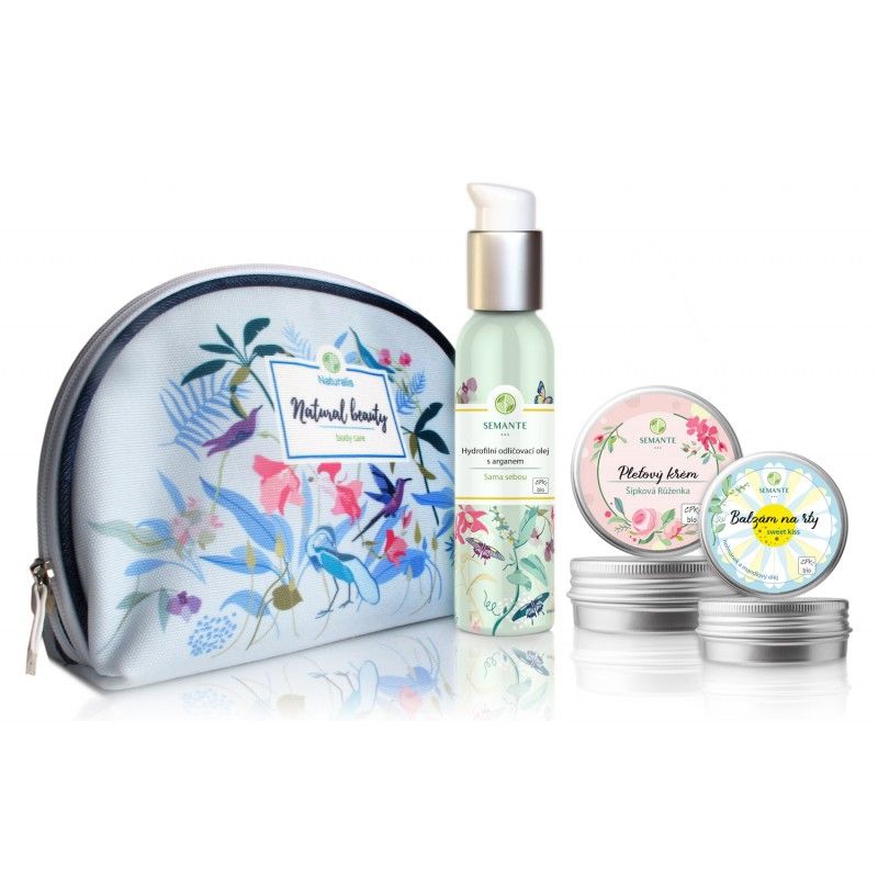 Semante by Naturalis Pure beatuy - Šípková Růženka pleťový krém 50 ml + Sama sebou odličovací olej 100 ml + Sweet kiss balzám na rty 30 ml