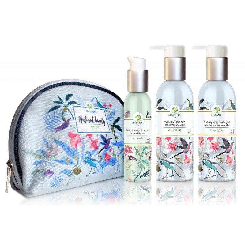 Semante by Naturalis Znovuzrozená - Carpe diem sprchový gel 200 ml + Zlatovláska vlasový šampon 200 ml + Krasomila tělový olej 100 ml