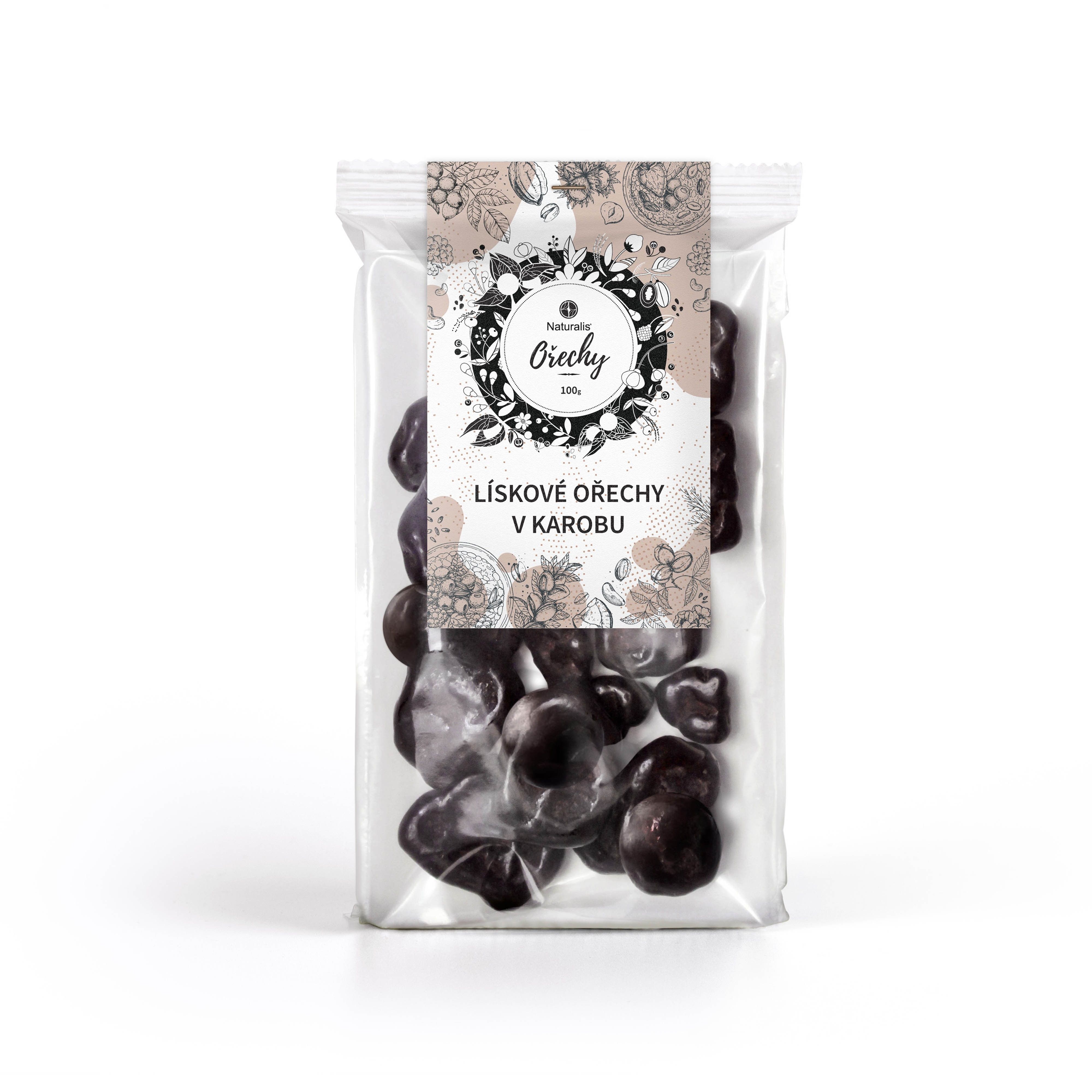 Levně Lískové ořechy v karobu Naturalis - 100 g