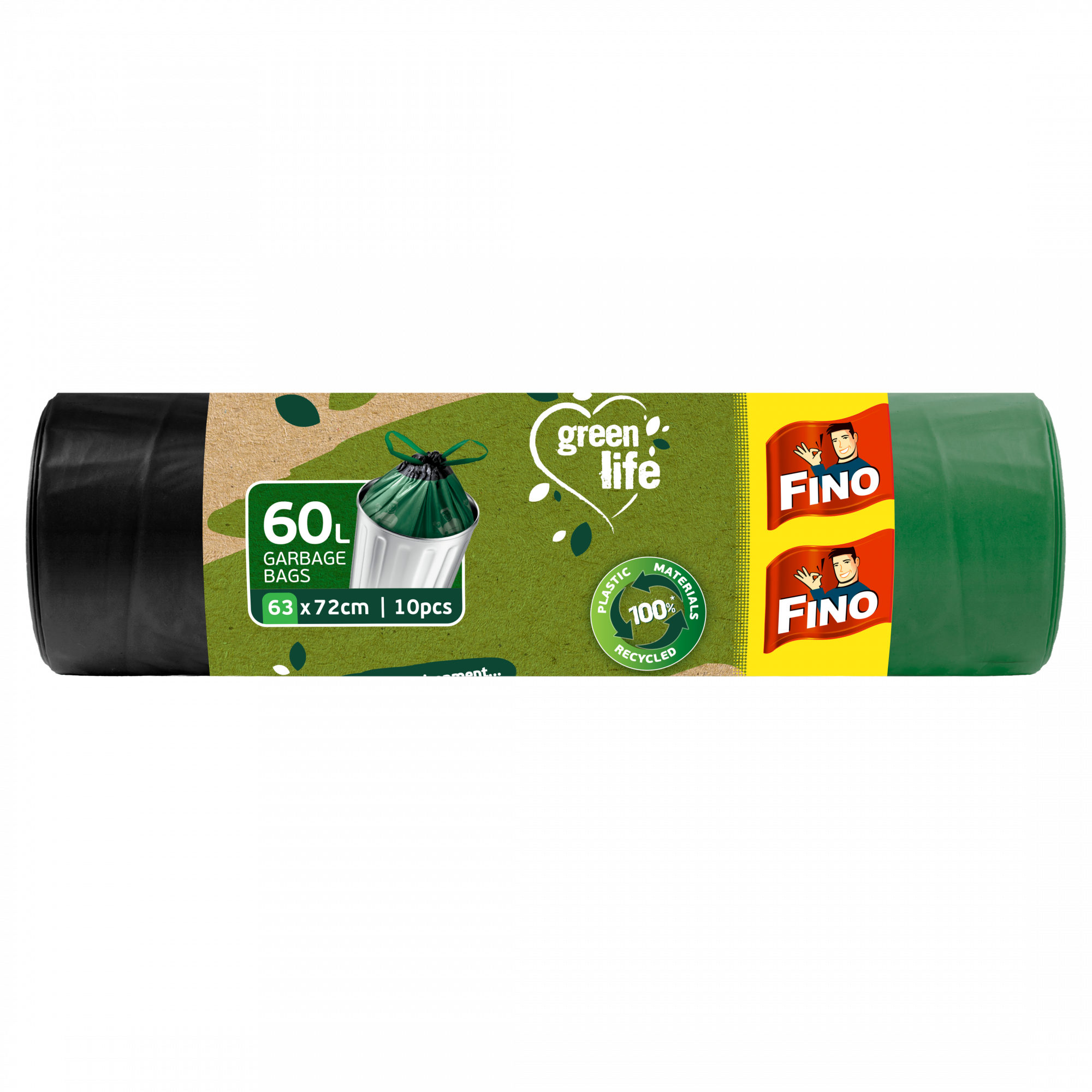 Levně Pytle na odpadky zatahovací Green Life 60 litrů Fino - 10 ks