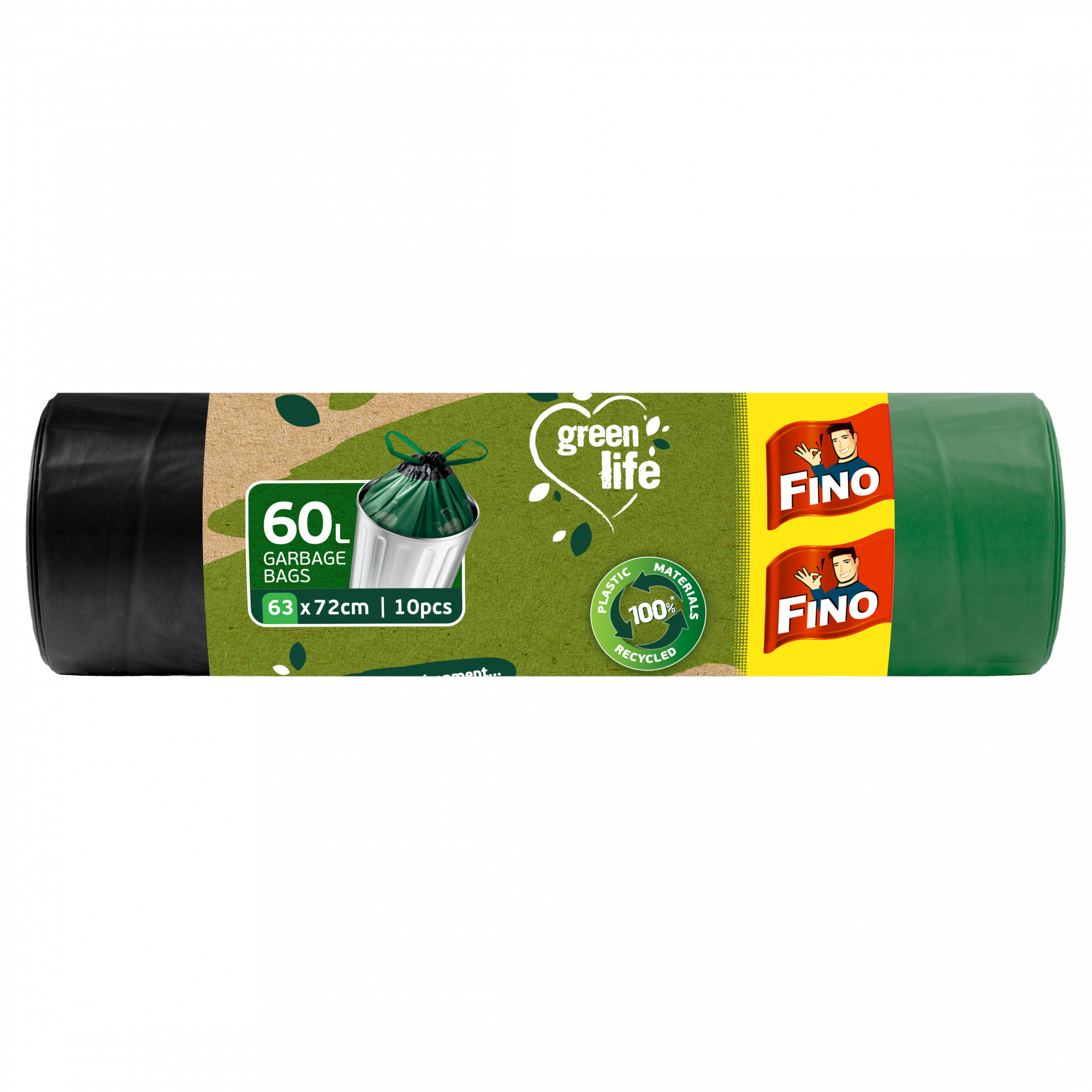 Levně Pytle na odpadky zatahovací Green Life 60 litrů Fino - 10 ks