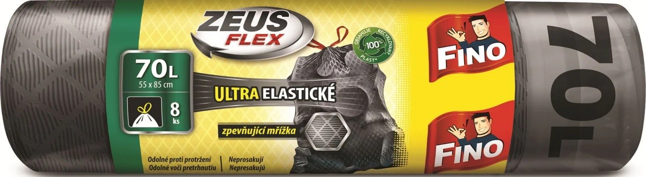 Levně Pytle na odpadky zatahovací Zeus FLEX 35 μm 70 litrů Fino - 8 ks
