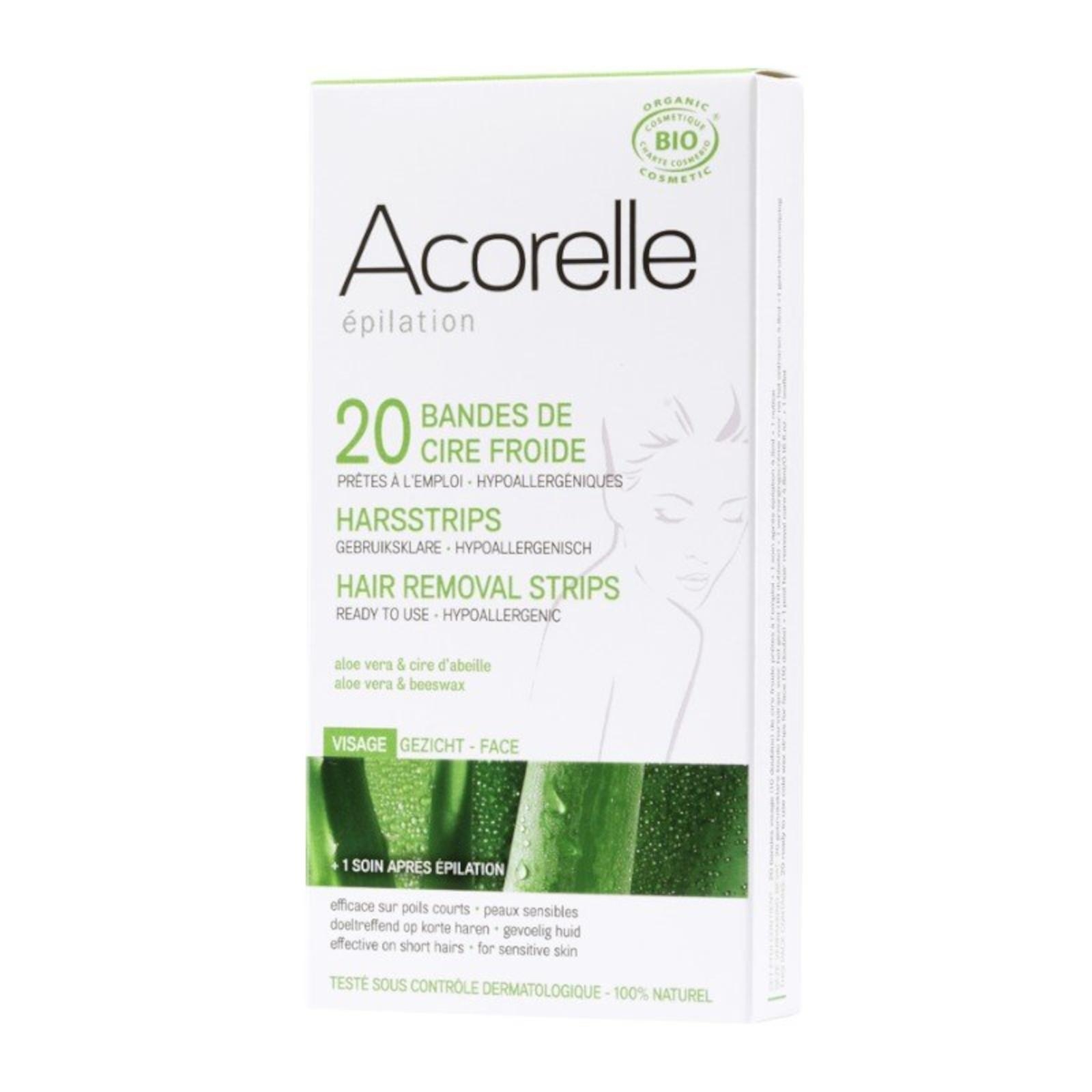 Levně Depilační proužky na obličej Acorelle - 20 ks